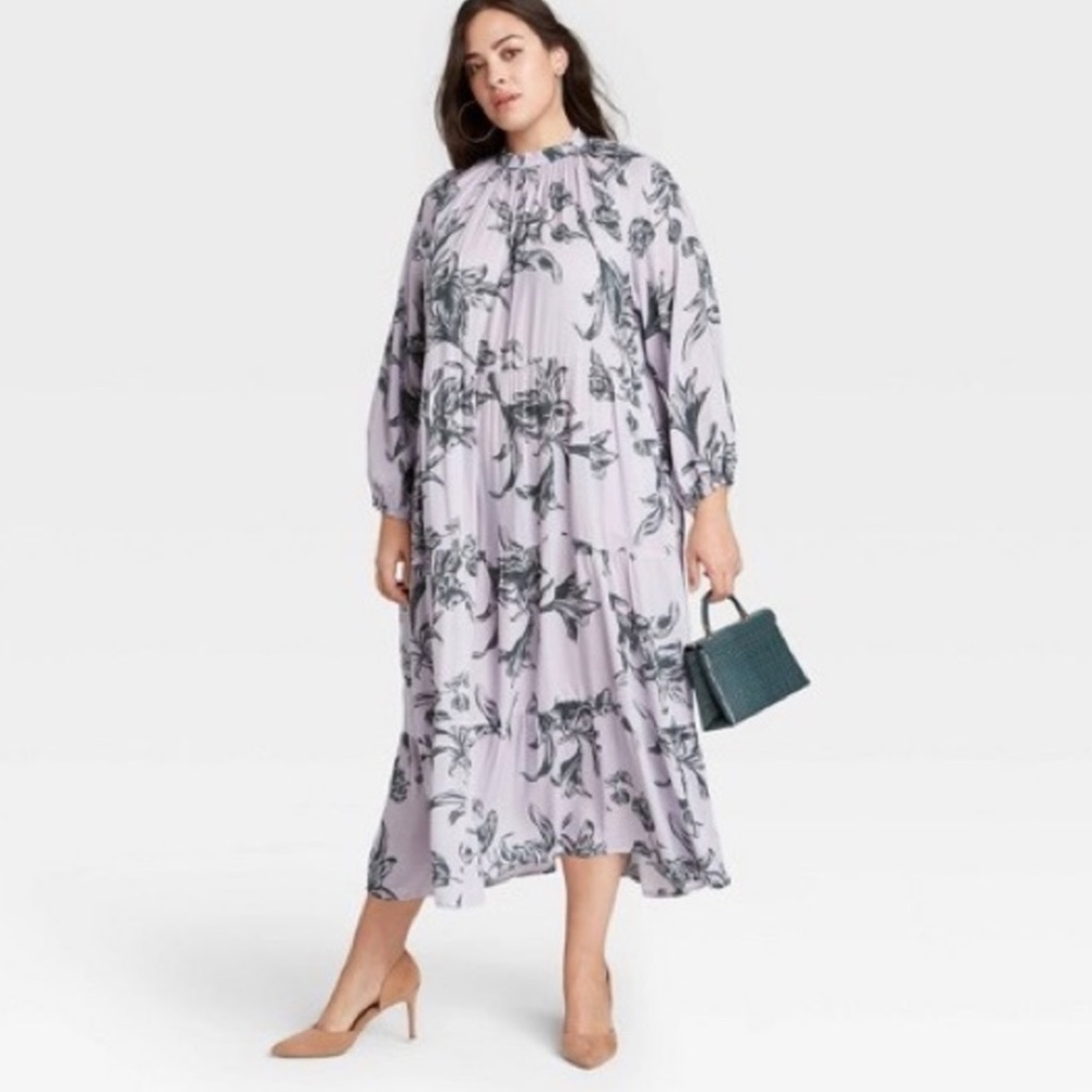 A New Day Floral Long Sleeve Maxi Dress Size:XL